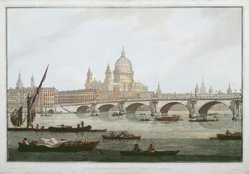Vue du pont de Blackfriars et de la cathédrale Saint-Paul, gravée par J. C. Stadler, publiée par William Byrne